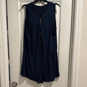 Charlotte Russe Navy Jumpsuit with Gold Zipper